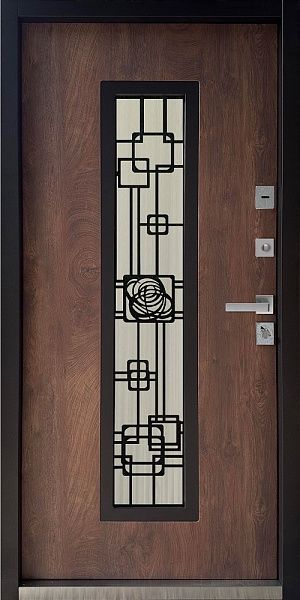 Magda doors 885/0 P028 тип 4.0.1+терморозрив коричневий R017/спил коньячний ED188 фото